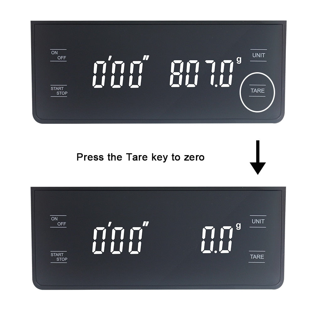 3kg/0.1g Digital Coffee Scale with Timer LCD Electronic Scales Food Balance Measuring Weight Kitchen Coffee Scales g oz ml - KiwisLove