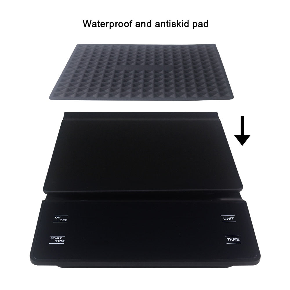 3kg/0.1g Digital Coffee Scale with Timer LCD Electronic Scales Food Balance Measuring Weight Kitchen Coffee Scales g oz ml - KiwisLove