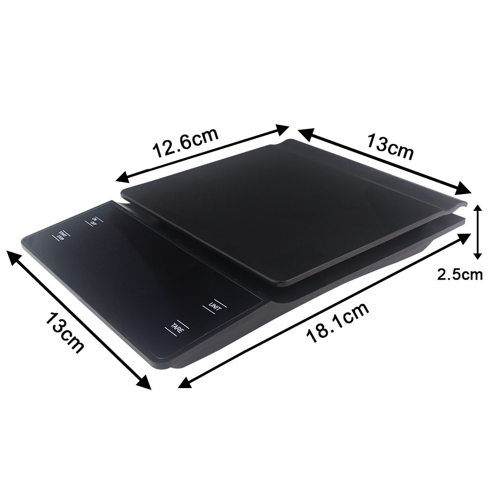 3kg/0.1g Digital Coffee Scale with Timer LCD Electronic Scales Food Balance Measuring Weight Kitchen Coffee Scales g oz ml - KiwisLove