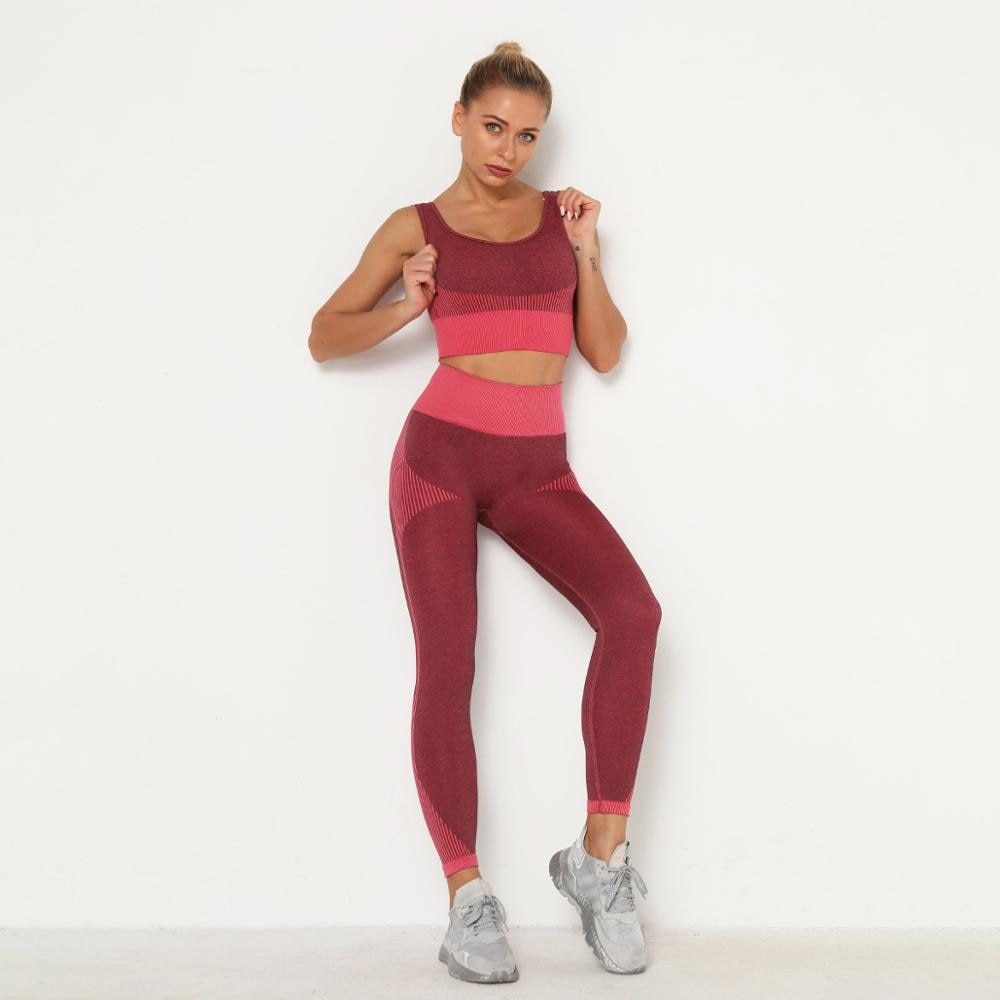 Women Yoga Sets Fitness Seamless Suit Tank Top Leggings Outfits Gym Wear Running - KiwisLove