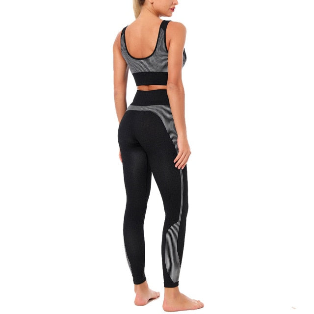 Women Yoga Sets Fitness Seamless Suit Tank Top Leggings Outfits Gym Wear Running - KiwisLove