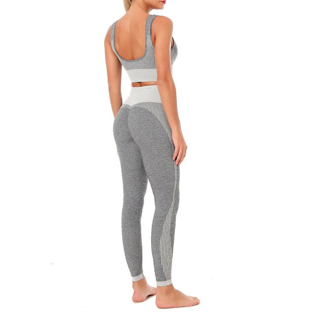 Women Yoga Sets Fitness Seamless Suit Tank Top Leggings Outfits Gym Wear Running - KiwisLove