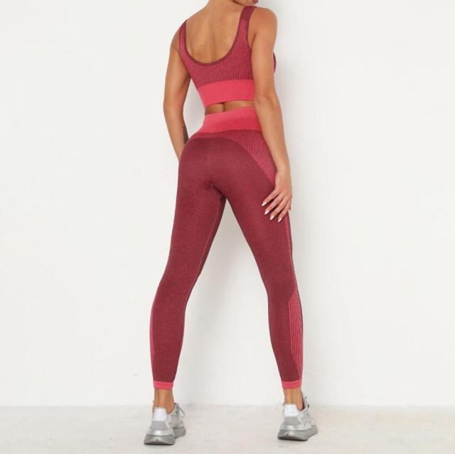 Women Yoga Sets Fitness Seamless Suit Tank Top Leggings Outfits Gym Wear Running - KiwisLove