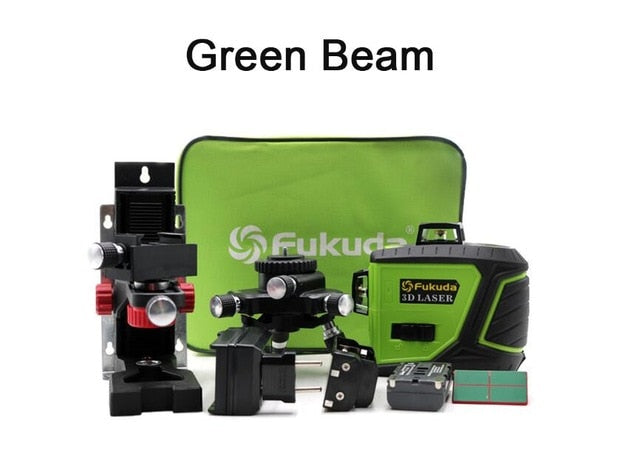 Fukuda Green laser level 3D 12Lines 360 Horizontal Vertical Cross Self-Leveling - KiwisLove