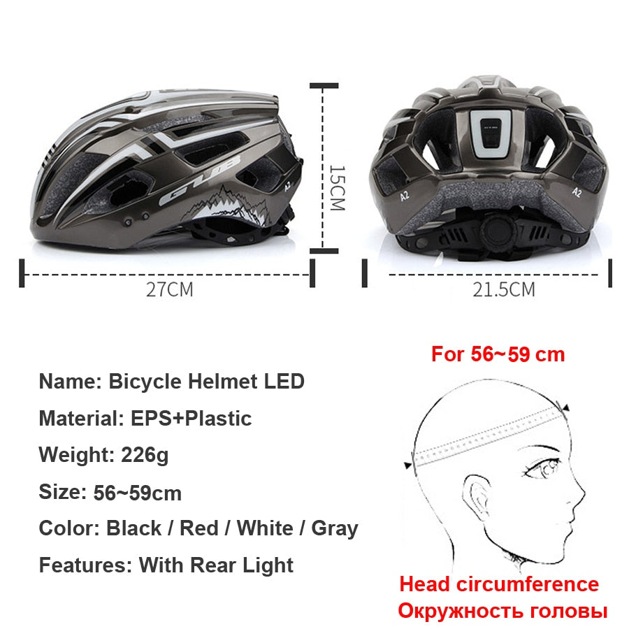 NEW Bicycle Helmet LED Light Rechargeable Intergrally-molded Cycling Helmet Mountain Road Bike Helmet Sport Safe Hat For Man - KiwisLove