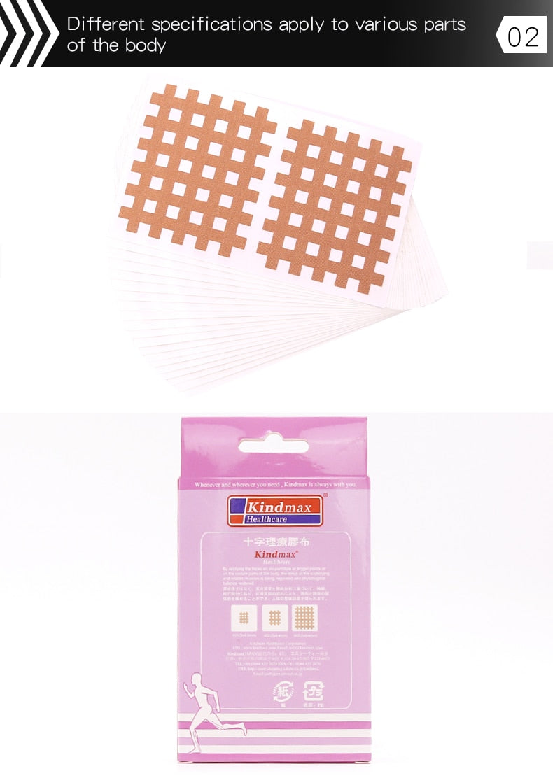 (Pack of 10 sheets) Kindmax Healthcare Spiral Cross Kinesiology Tape Physical Therapy Cross Tape for Pain Relief - KiwisLove