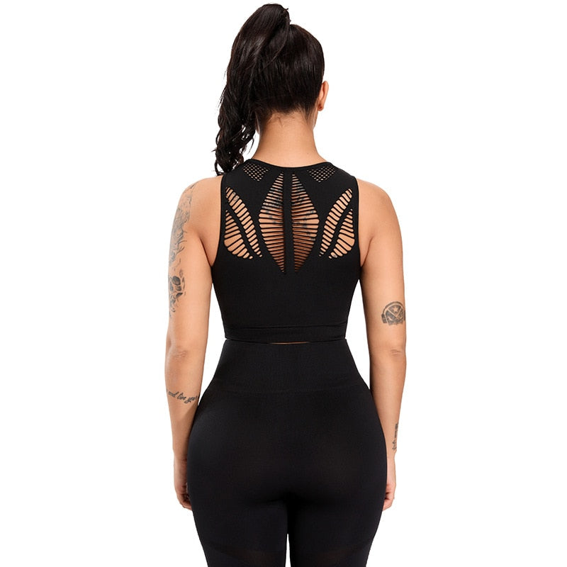 Women Yoga Suits Seamless Bras Leggings Fitness Sets Gym Wear Running Clothing Mesh - KiwisLove