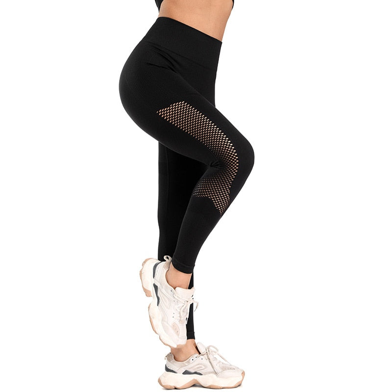 Women Yoga Suits Seamless Bras Leggings Fitness Sets Gym Wear Running Clothing Mesh - KiwisLove