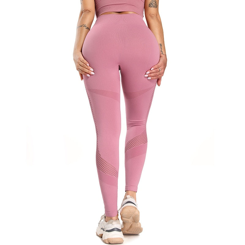 Women Yoga Suits Seamless Bras Leggings Fitness Sets Gym Wear Running Clothing Mesh - KiwisLove