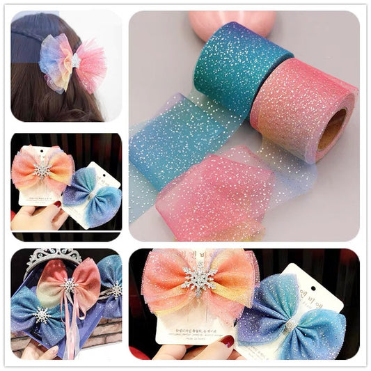 5yards 60mm/80mm Colorful Gradient Organza Stain Ribbon for DIY Crafts Wedding Party Decoration Cake Gift Bow Packaging Ribbon - KiwisLove