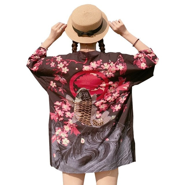 Womens tops and blouses 2020 harajuku kawaii shirt Japanese streetwear outfit kimono cardigan female yukata blouse women AZ004 - KiwisLove