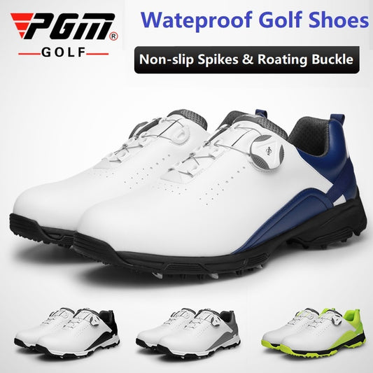 Pgm Waterproof Sneakers Mens Golf Shoes Breathable Non-Slip Rotating Buckle - KiwisLove