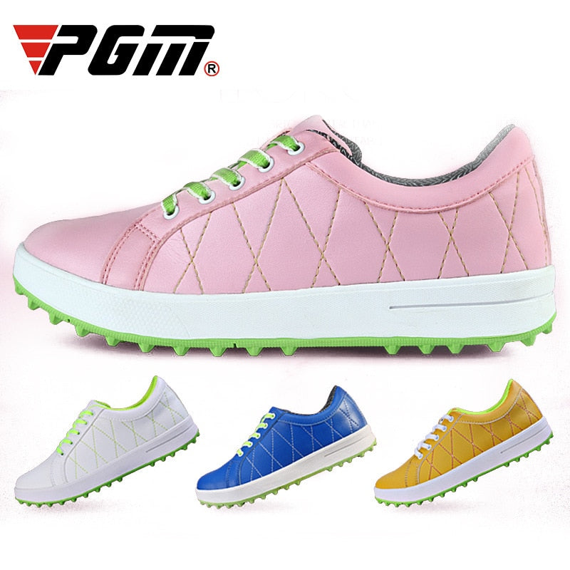 PGM Women Golf Shoes Breathable Microfiber Leather Waterproof Spikes Anti-slip - KiwisLove