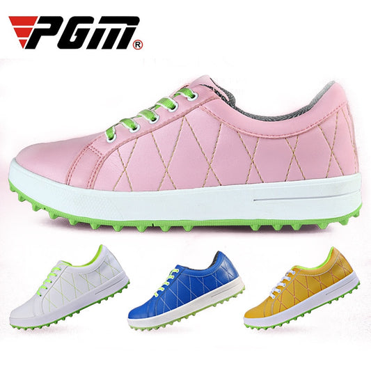 PGM Women Golf Shoes Breathable Microfiber Leather Waterproof Spikes Anti-slip - KiwisLove
