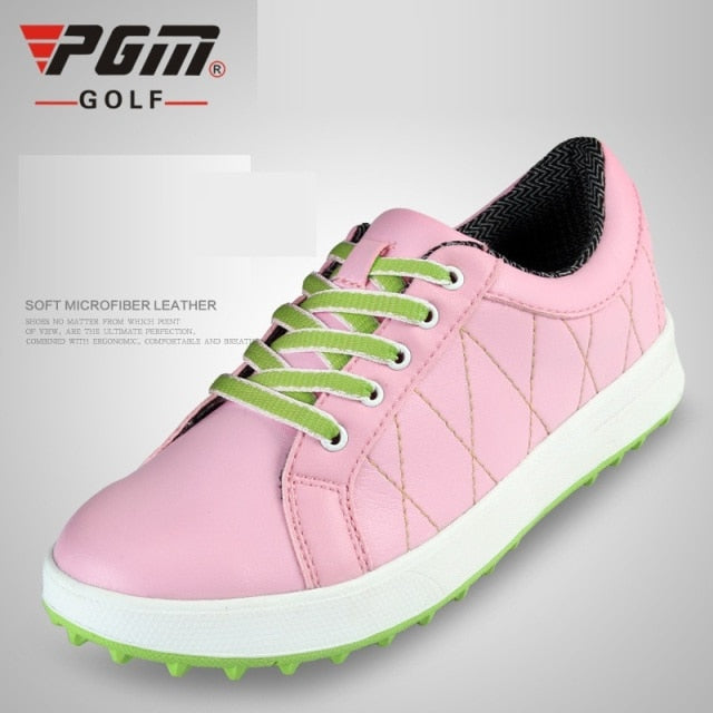 PGM Women Golf Shoes Breathable Microfiber Leather Waterproof Spikes Anti-slip - KiwisLove
