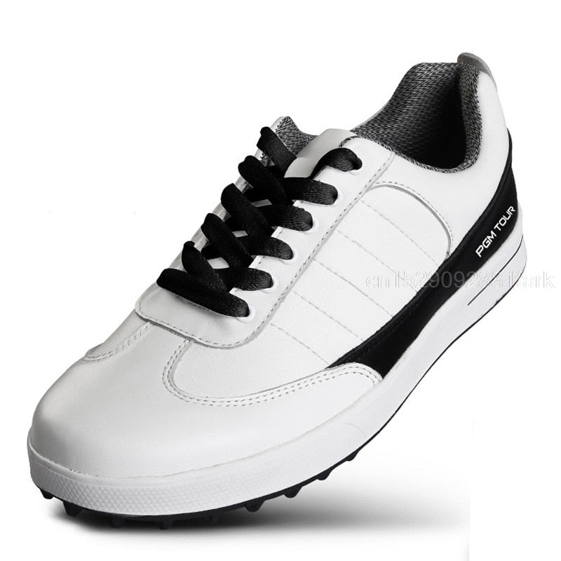 PGM Men's Golf Shoes Genuine Leather Waterproof Anti-slip Spikes Sneaker - KiwisLove