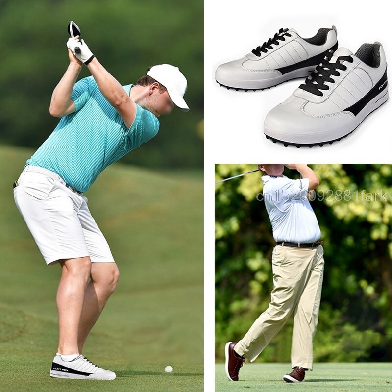 PGM Men's Golf Shoes Genuine Leather Waterproof Anti-slip Spikes Sneaker - KiwisLove