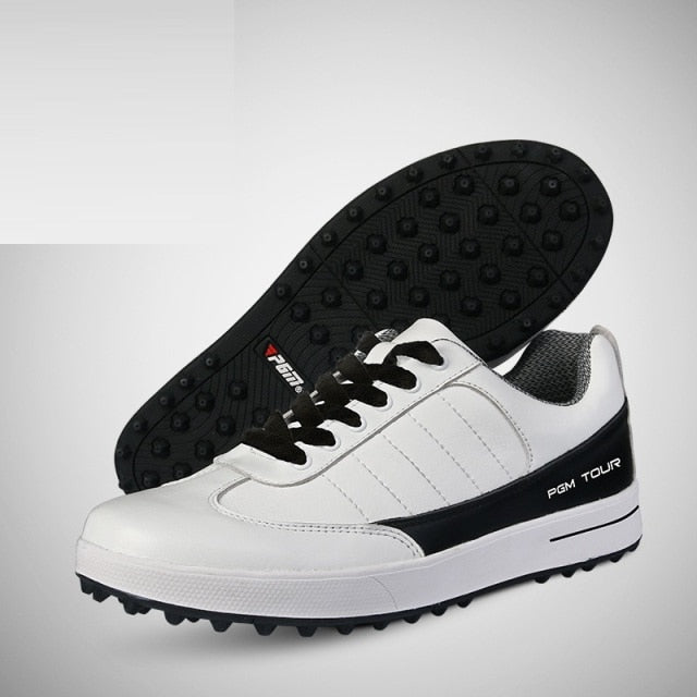 PGM Men's Golf Shoes Genuine Leather Waterproof Anti-slip Spikes Sneaker - KiwisLove
