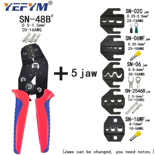 Crimping Pliers Set SN-48BS(=SN-48B+SN-28B) Jaw Kit for 2.8 4.8 6.3 VH3.96/Tube/Insulation Terminals Electrical Clamp Min Tools - KiwisLove