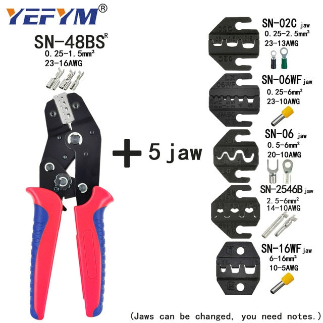 Crimping Pliers Set SN-48BS(=SN-48B+SN-28B) Jaw Kit for 2.8 4.8 6.3 VH3.96/Tube/Insulation Terminals Electrical Clamp Min Tools - KiwisLove