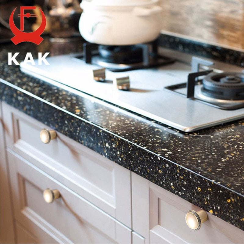 KAK Luxury Leather Door Handle with Crystal Bedroom Kitchen Cabinet - KiwisLove