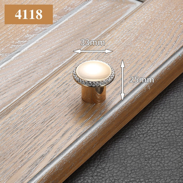 KAK Luxury Leather Door Handle with Crystal Bedroom Kitchen Cabinet - KiwisLove