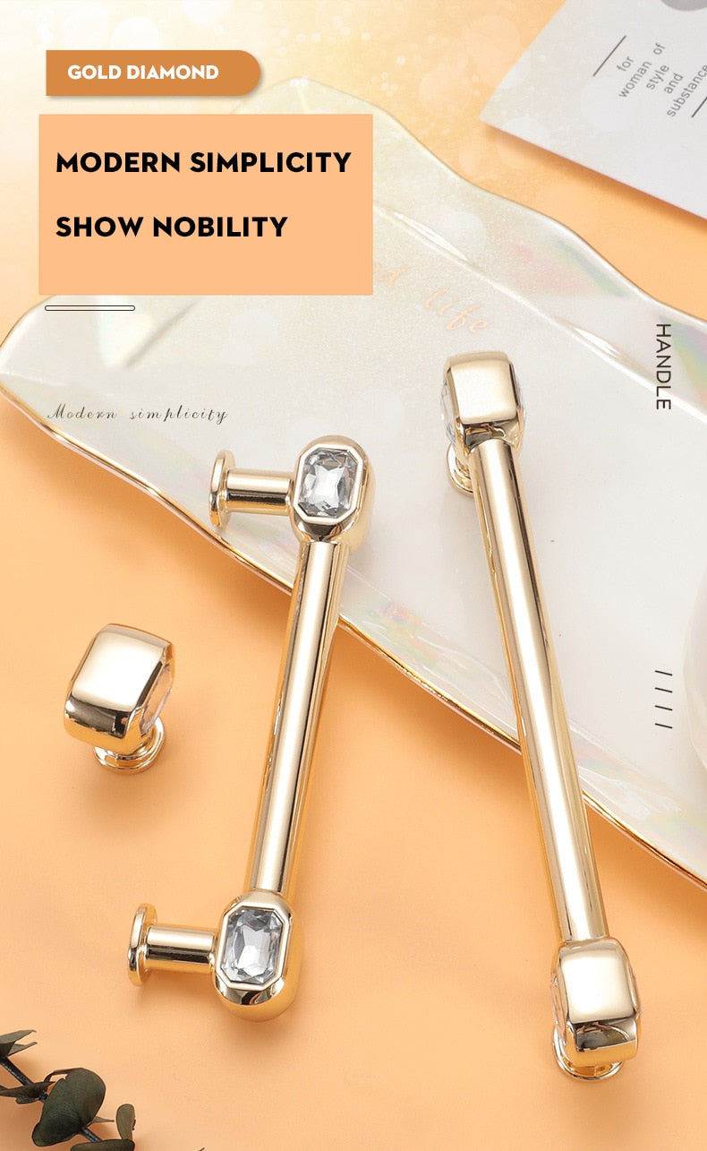 KAK Crystal Glass Knob Cupboard Drawer Pull Kitchen Cabinet Door Handle - KiwisLove