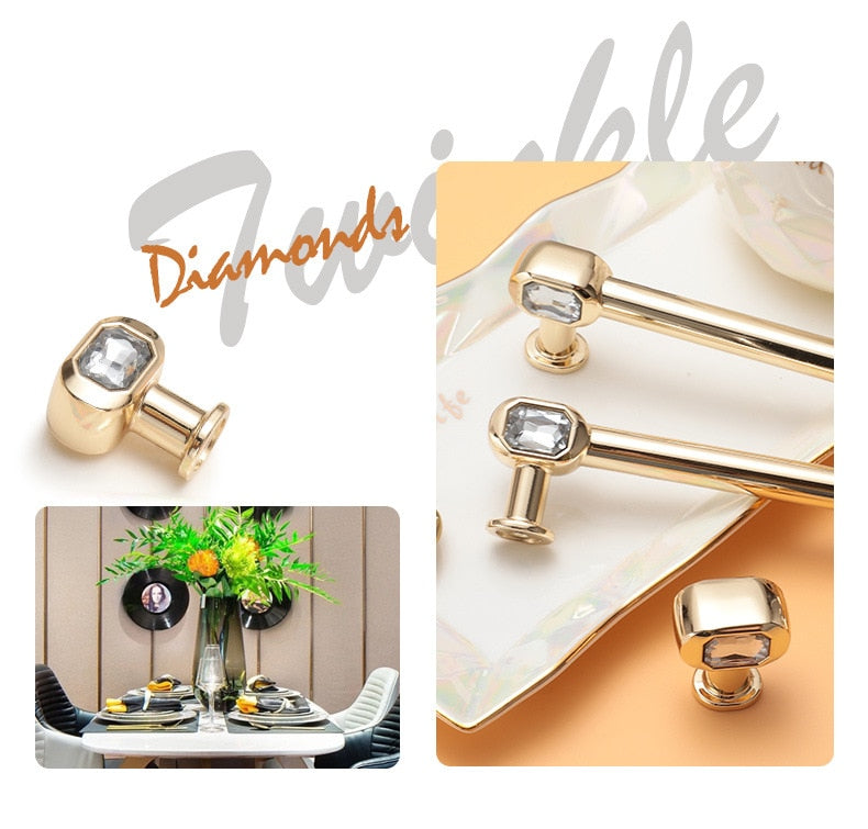 KAK Crystal Glass Knob Cupboard Drawer Pull Kitchen Cabinet Door Handle - KiwisLove