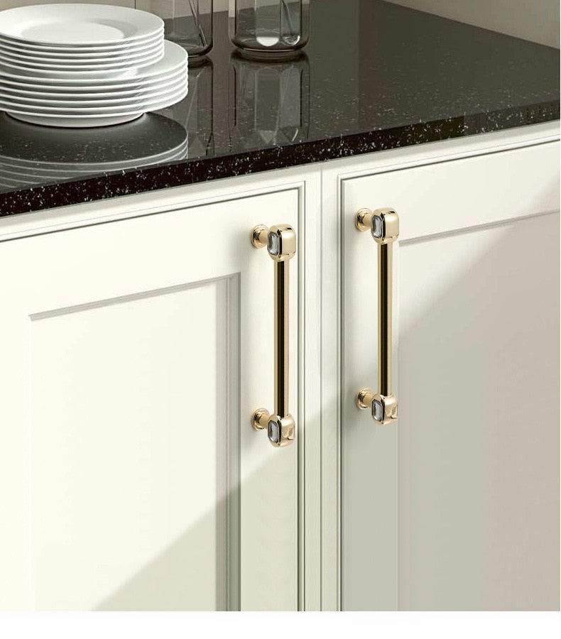 KAK Crystal Glass Knob Cupboard Drawer Pull Kitchen Cabinet Door Handle - KiwisLove