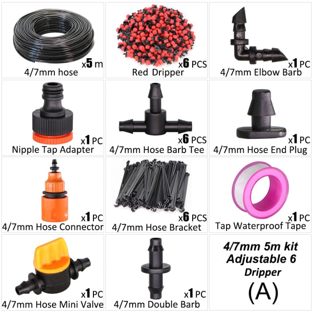 5-50m DIY 4/7mm Hose Drip Irrigation Plant Cooling Watering Kit - KiwisLove