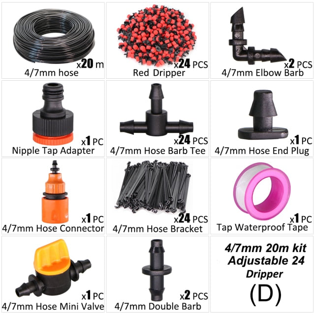 5-50m DIY 4/7mm Hose Drip Irrigation Plant Cooling Watering Kit - KiwisLove