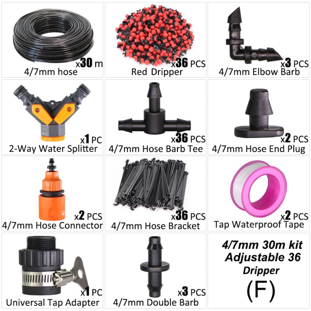 5-50m DIY 4/7mm Hose Drip Irrigation Plant Cooling Watering Kit - KiwisLove