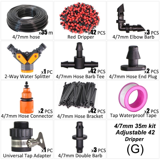 5-50m DIY 4/7mm Hose Drip Irrigation Plant Cooling Watering Kit - KiwisLove