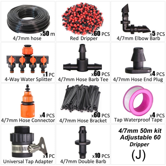 5-50m DIY 4/7mm Hose Drip Irrigation Plant Cooling Watering Kit - KiwisLove