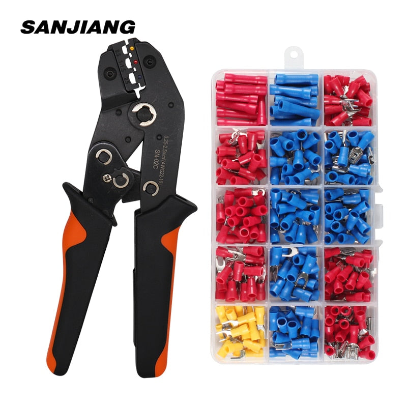 SN-02C mini hand Crimping Tool Adjustable Crimper pliers with 280pcs Cable Lugs - KiwisLove