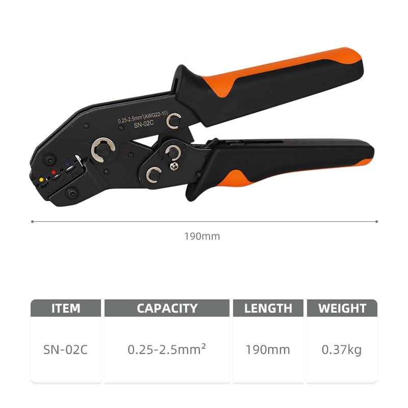 SN-02C mini hand Crimping Tool Adjustable Crimper pliers with 280pcs Cable Lugs - KiwisLove
