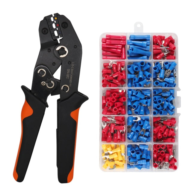 SN-02C mini hand Crimping Tool Adjustable Crimper pliers with 280pcs Cable Lugs - KiwisLove