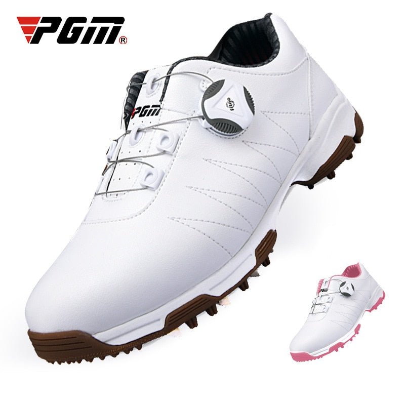 Women'S Golf Shoes Leather Slip Resistant Waterproof Sneakers Spikes Nail Breathable Lightweight - KiwisLove