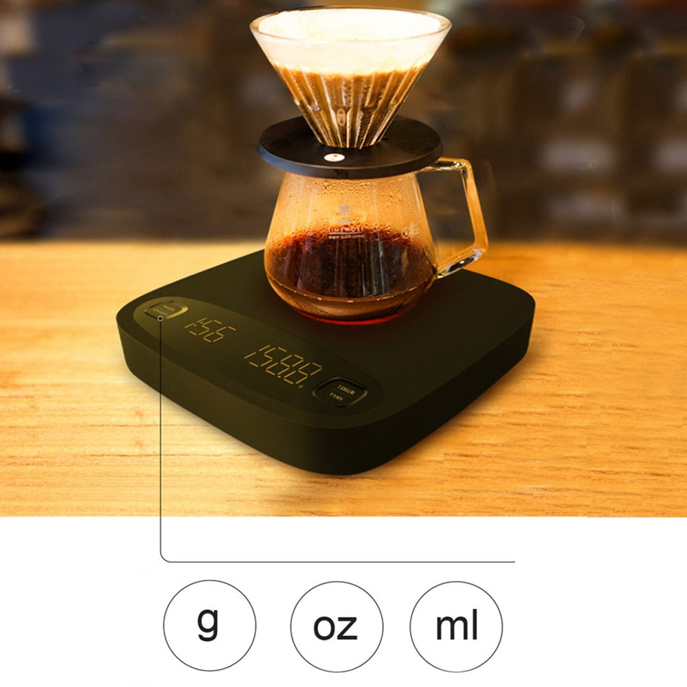 2kg/0.1g Electronic Coffee Scale with Timer Digital Kitchen Coffee Scales Weighing Balance Libra Jewelry Scale USB Charging - KiwisLove
