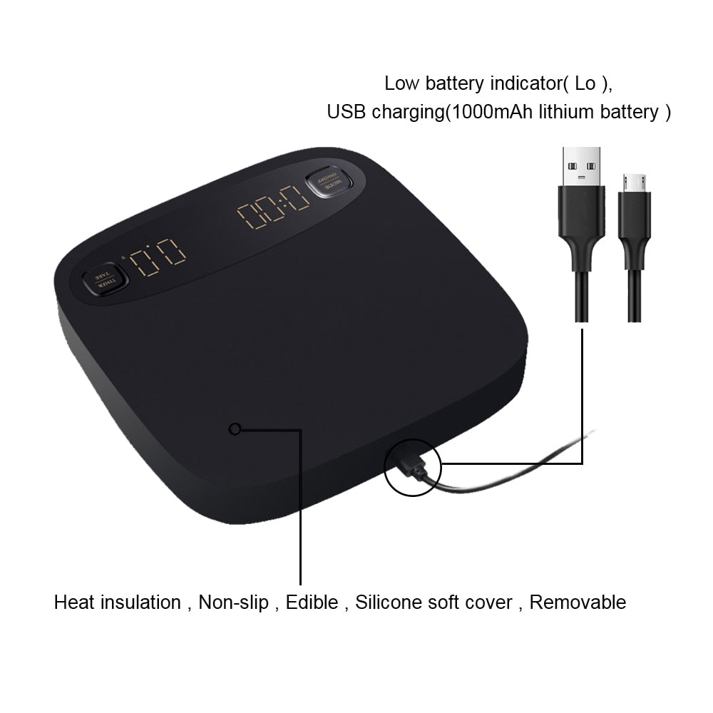 2kg/0.1g Electronic Coffee Scale with Timer Digital Kitchen Coffee Scales Weighing Balance Libra Jewelry Scale USB Charging - KiwisLove