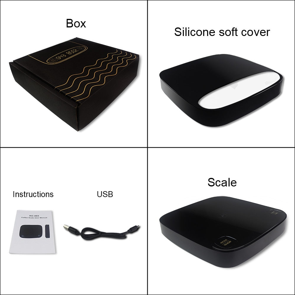 2kg/0.1g Electronic Coffee Scale with Timer Digital Kitchen Coffee Scales Weighing Balance Libra Jewelry Scale USB Charging - KiwisLove