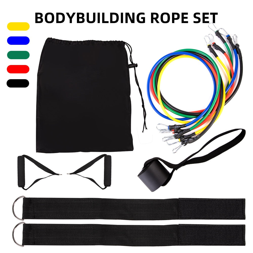 11 Pcs/Set Training Resistance Bands Crossfit Pilates Yoga Tubes Pull Rope - KiwisLove