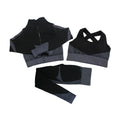 Women Fitness Sets  3pcs Long Sleeve Shirt Pad Bras Legging Seamless Gym  Running Yoga - KiwisLove