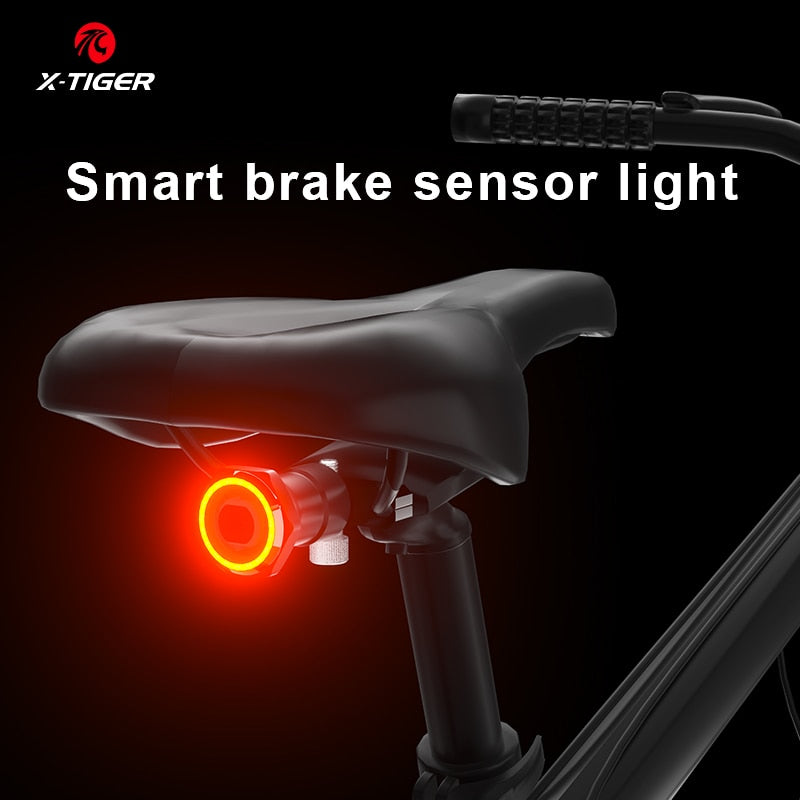 X-Tiger Bike Rear Light IPx6 Waterproof LED Charging Bicycle Smart Auto Brake Sensing Light Accessories Bike Taillight Light - KiwisLove