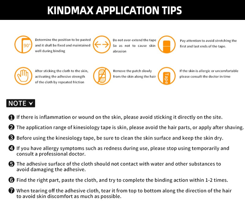 Kindmax Healthcare Cotton Elastic Athletic Kinesiology Tape, Adhesive Medical Bandage for Muscle Knee 5cmx5m Roll - KiwisLove