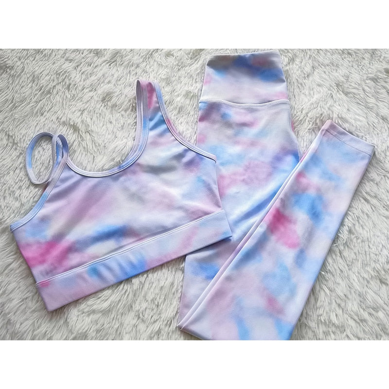 Women Yoga Sets Top Bras Pad High Waist Legging  Fitness Workout Gym Wear Running - KiwisLove