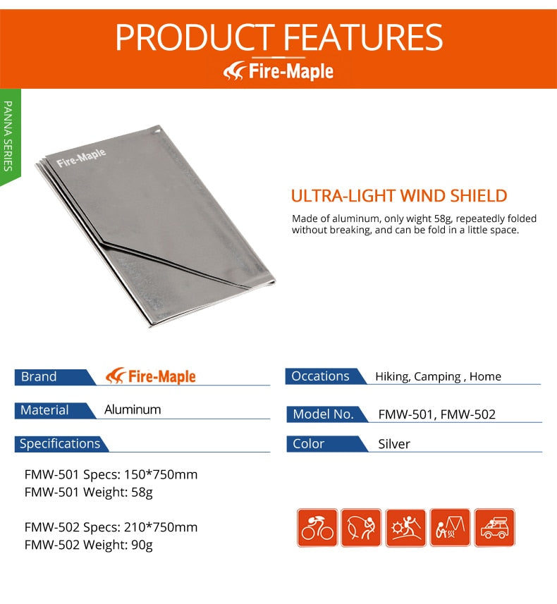 Fire Maple Foldable Light Weight Outdoor Camping Aluminum Wind-Screen Windproof Windshield Ultralight 8-Plates Wind Shield - KiwisLove
