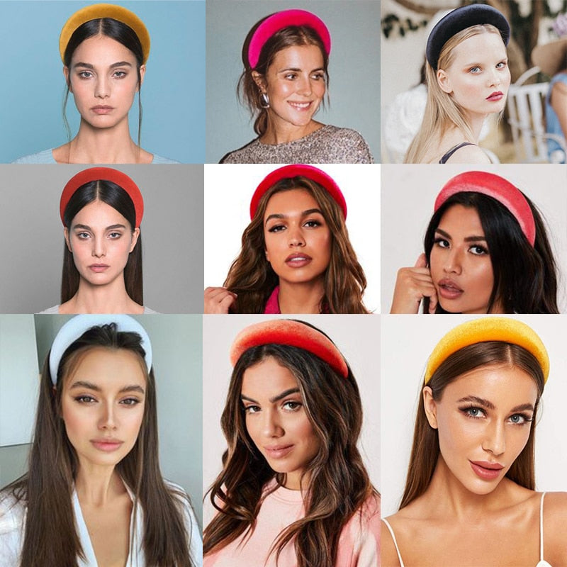 Bezel Head Silk Padded Headband for Women Solid Thick Hair Hoop - KiwisLove