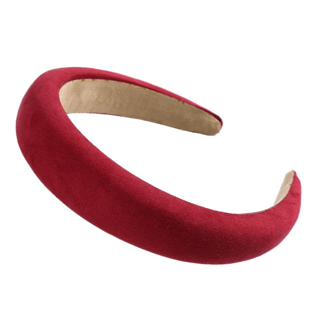 Bezel Head Silk Padded Headband for Women Solid Thick Hair Hoop - KiwisLove
