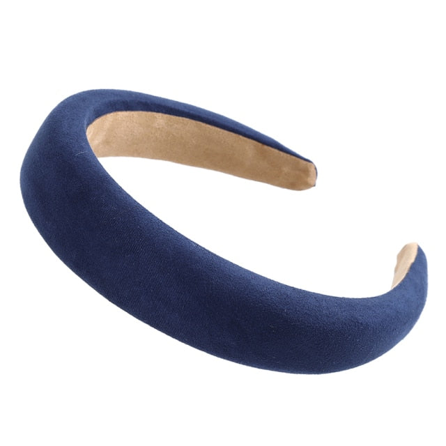 Bezel Head Silk Padded Headband for Women Solid Thick Hair Hoop - KiwisLove